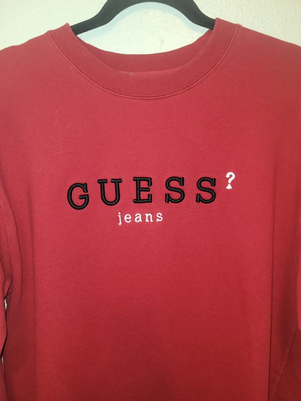 Vintage GUESS Jeans Red Embroidered Logo Crewneck Sweatshirt 80s 90s Xl